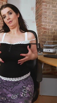 Busty MILF Fernanda Jerson Plays with Her Big Tits & Shaved Pussy at the Office