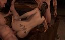 Wraith ward: La ragazza tatuata fa acrobazie con due ragazzi tatuati in...
