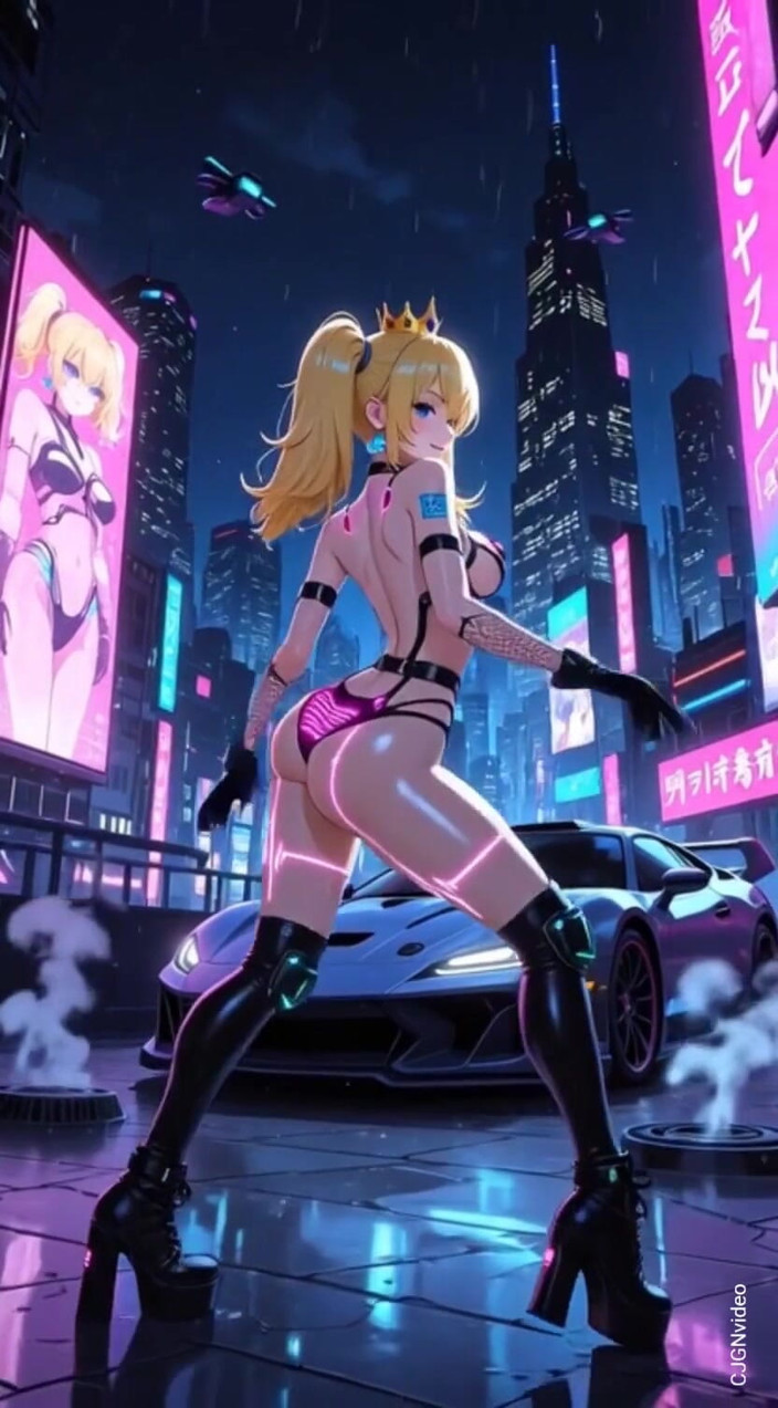 Hot girl dancing: 108. Tarian princess peach versi cyberpunk (ai animation)