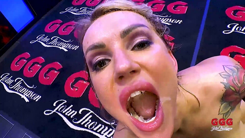 GGG John Thompson Studio: Blonde MILF Swallows Loads in Wild Ggg Bukkake