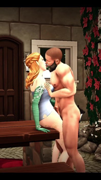 De gelukzalige Simmers_sims Eros en Flora sluipen weg voor seks op de picknicktafel
