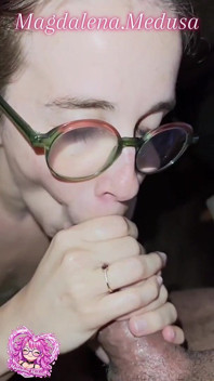 Slut with Glasses Sucks Like a Bitch up to the Facial