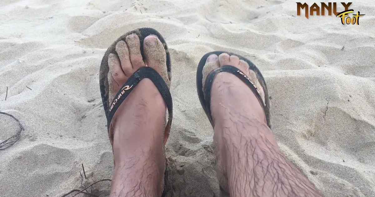 Manly Foot: Cum Sand & Flip Flops - Nudist Beach - Cum Feet Socks Series - Manlyfoot - Episode 2 | Faphouse