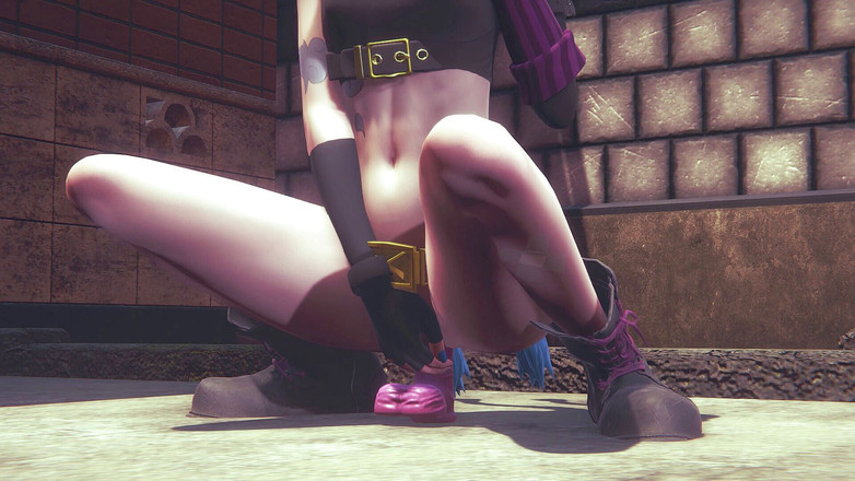 Waifu club 3D: Jinx found a pink dildo on the street and rides...