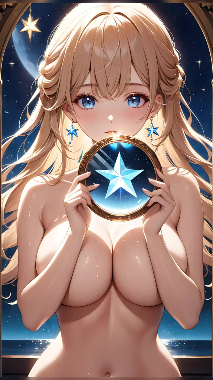 LustRender: Starlit反射 - Ai女孩拿着一面神奇的镜子