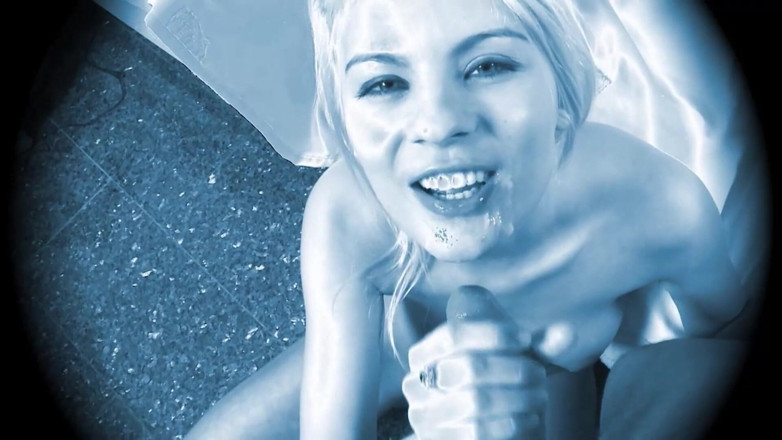 German Porn: Hot blonde with huge tits masturbates infront of guy with...