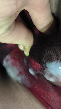 Juicy Cumshot Through Patterned Floral Pantyhose