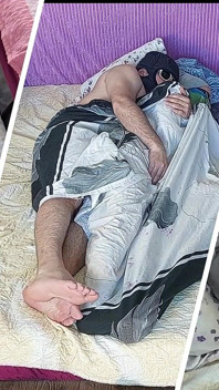 Sensual Massage of a Hot Couple with Oil on the Body. Foreplay in the Bedroom with an Amateur Couple.
