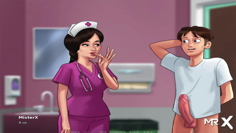 Mr Studio X: Summertimesaga - enfermera juega con la polla y luego se la...