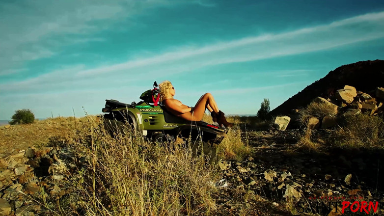 SaintPorn: Blonde Woman Masturbates on an Atv in the Desert