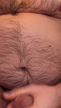 Man Shows off Hairy Belly and Strokes His Fat Cock