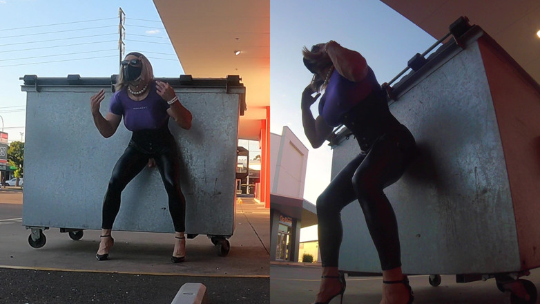 Muscle Sissy Slut Jessica: Perempuan jalang berotot terdedah dan dikongkek di tempat awam