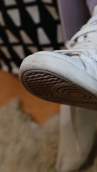 Lavender Leggings, Worn White Socks & Sneakers - Foot Tease & Shoeplay