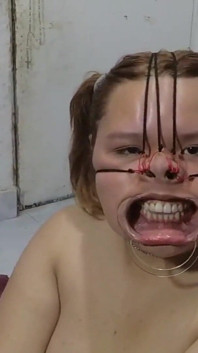Bbw bondage faccia con sborra su di esso
