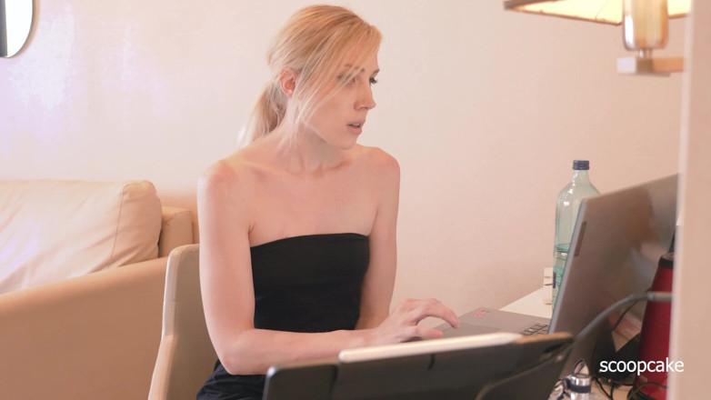 Scoopcake Exclusive: Kinky Blonde Gets It in Pantyhose in Office