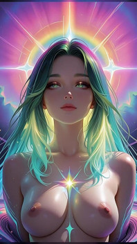 Cosmic Neon Beauty Portrait with Luminous Eyes Dreamlike Fantasy Ai Art Slideshow