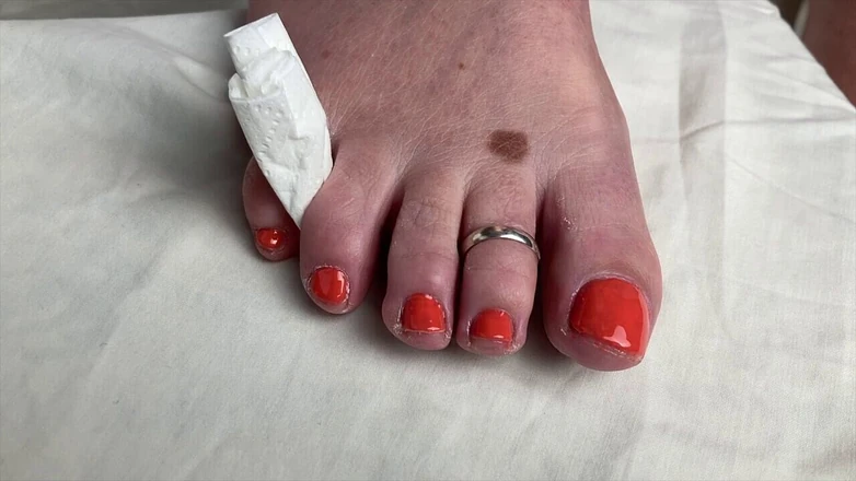 Mr MF: Mrs Mature Feet Painting Her Toes Bright Red for You