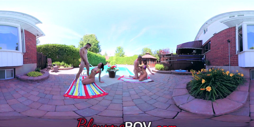 Blow me POV: VR couple swapping orgy 4some