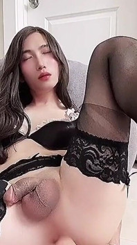 Asian Sissy CD Eva Plays with Anal Toy