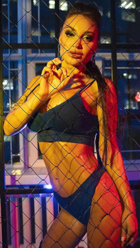 Night Monika Fox in Blue Near the Net