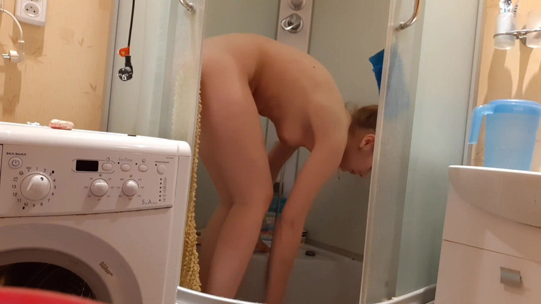 Risky Hairy Couple: Doing Enema for Myself in the Shower