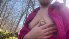 Ftm Topless Hiking: Breastplay in a Mossy Forest thumbnail