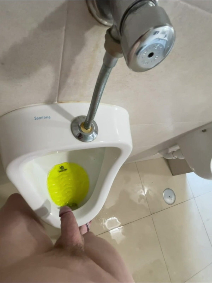 AmateurBoysPissing: Dared to Piss Fully Naked in Public Toilets Urinal