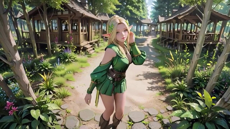 Seraphina Vale: Forest Elf Queen! คุกเข่าในแสงแดดที่เคาะ, ปลายนิ้วของเธอติดตามพนักงานขณะที่เธอเปียก