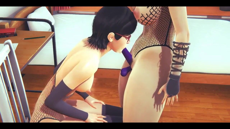 HentaiTubes: Naruto Hentai - Hinata avec gode ceinture avec Sarada - Jeu porno...