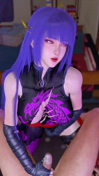 3D cosplay cadela com cabelo azul foi fodida com tanta força