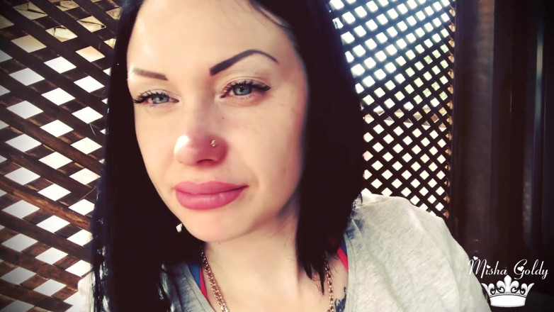 Goddess Misha Goldy: Blowing shisha smoke from itching nose and scratching it all...