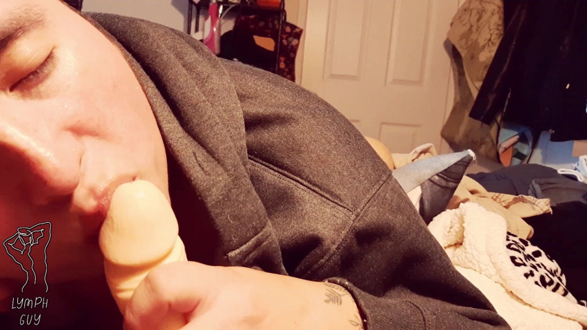 Watching Sweet Disabled Boy Ride & Suck Dildo (Lymph Guy)