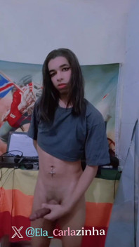 Carla - Naughty Tranny with a Hard Cock, on All Fours Shaking Hot and Asking to Put It up to the Stalk Fucks Carlazinha