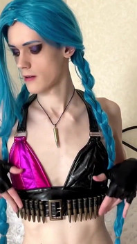 Jinx z League of Legends anální šukání a výstřik