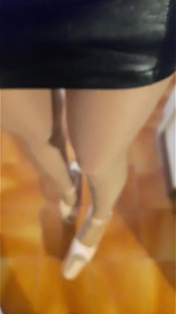 MILF with Extreme High Heels and Pantyhose Walking