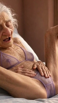 젖은 보지로 침대에 여러 차례 오르가즘을 느끼는 90살 미시