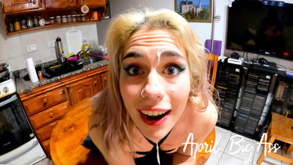 April BigAss: Gagging fuckface & no mercy, tied, cum face slut