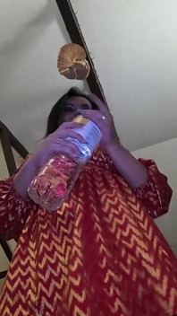Red and Gold Dress Kitchen Play - Spanking, Blowjob, Doggy & Intense Orgasm 298