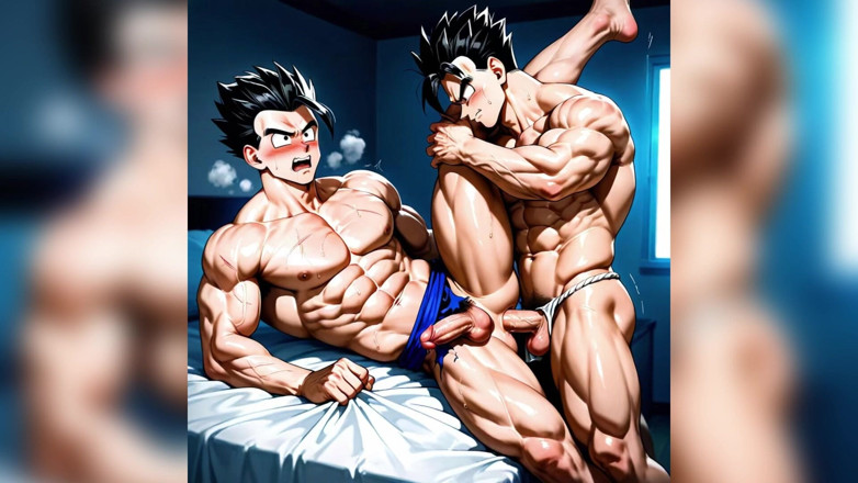 AI gay porn: Hombre dotado follando duro en la cama