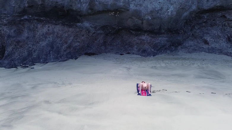 Naked Beauty on Beach - Drone POV Erotic Relaxation