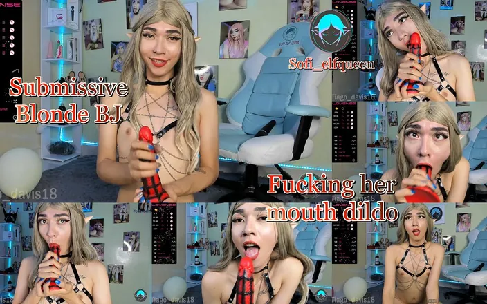Sofi_elfqueen: BJ submissive blonde fucking her mouth with spider dildo