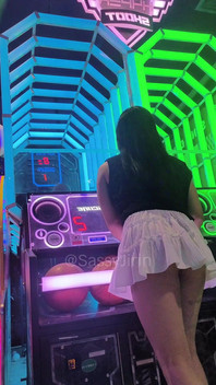 Asian Sissy No Panty Play Game in Mall's Arcade