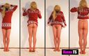 Karma TS: Linda KarmaTS bailando striptease en medias de red roja caliente...