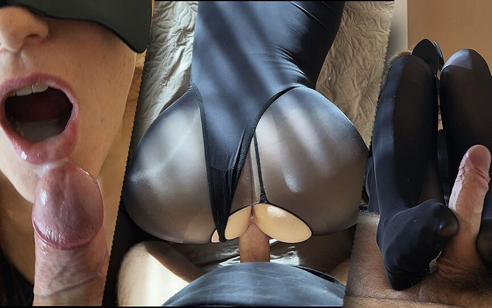 Myredfoxgirl: Parlak tayt ve naylon takım elbiseli harika seks ve ayakla...