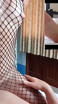 Riding Hard in Fishnets Until Get Creampied