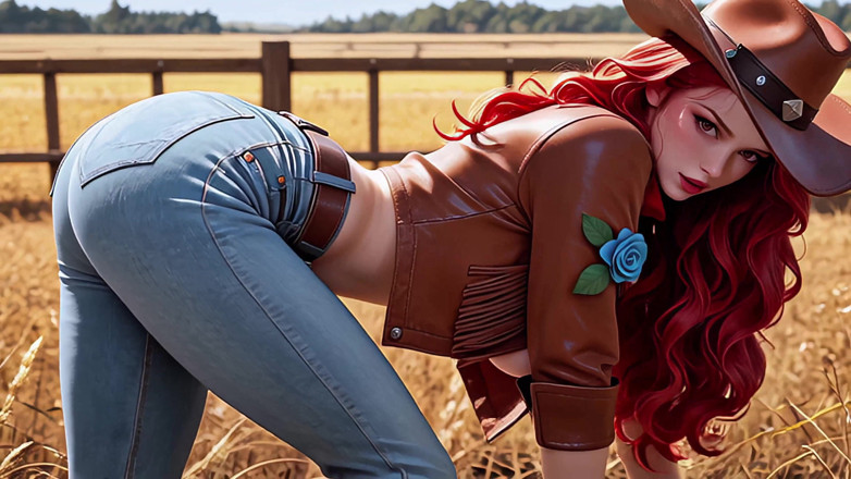 Splendor Dreams Studio: Busty Redhead Cowgirl in Leather: Outdoor Farm POV [premium]