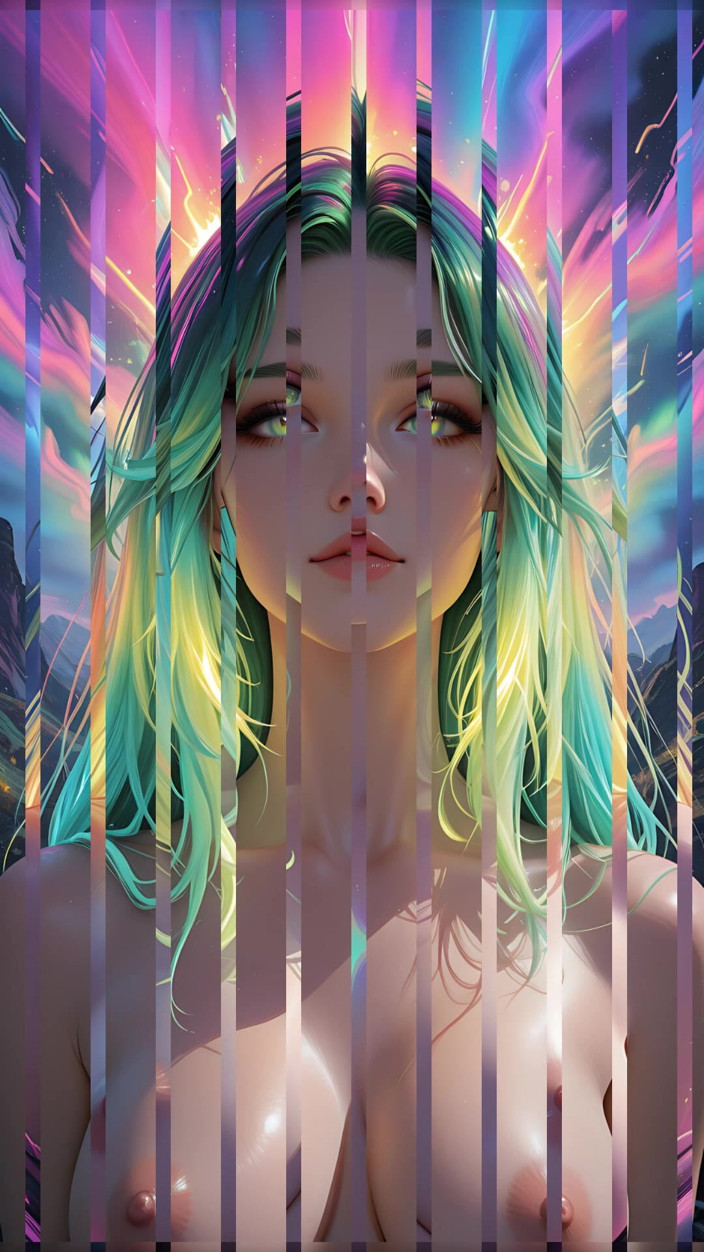 VelvetInk Studio: 발광 눈의 코스믹 네온 뷰티 초상화 꿈같은 판타지 Ai Art 슬라이드쇼