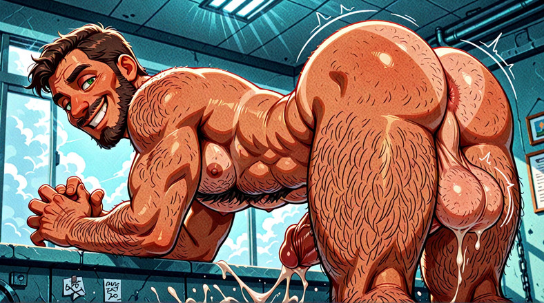 Erotic Man: Pria bugil di ranjang sambil bugil di pertunjukan digital art