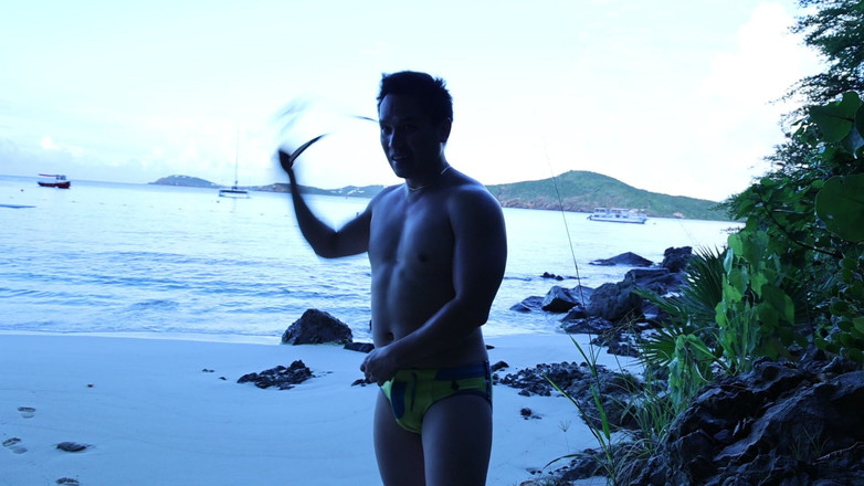 barenakedboy: Ranní vlny a svalové touží: Škádlení u oceánu