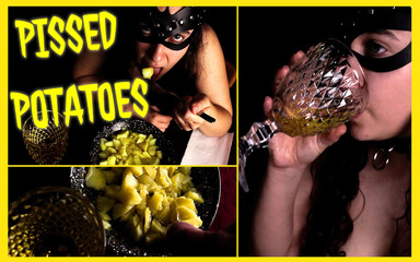 Thumbnail of Piss Whore Gets Her Ration of Pissed Food and a Glass of Piss - Naughtymasochist